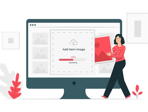 Woman uploading images