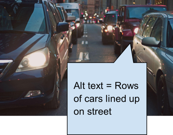 alt text example with image of cars in street