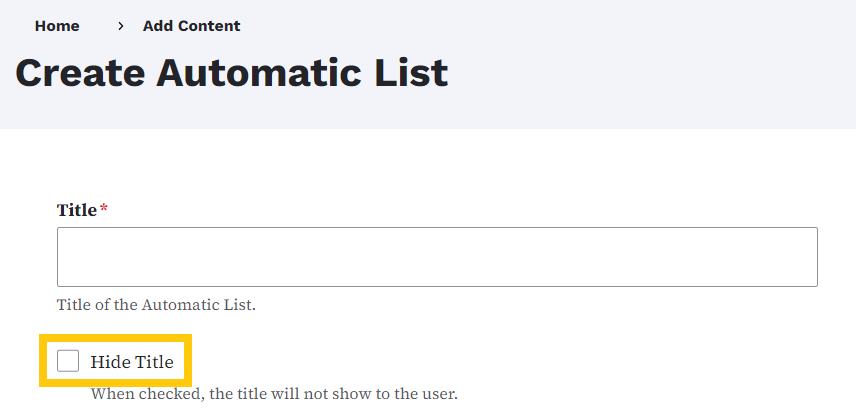 automatic list hide title