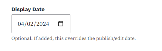 Example of the display date field