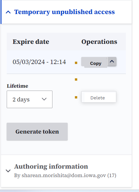 Generated access token