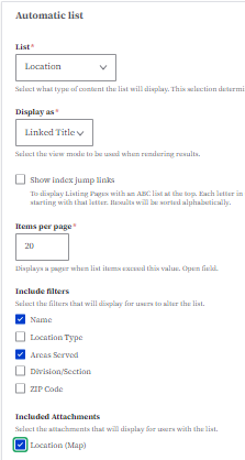 Listing page location with map attachment