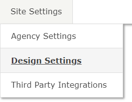 Site settings tab for changing site color