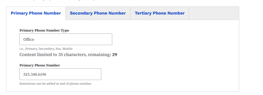 Adding a number to a contact type