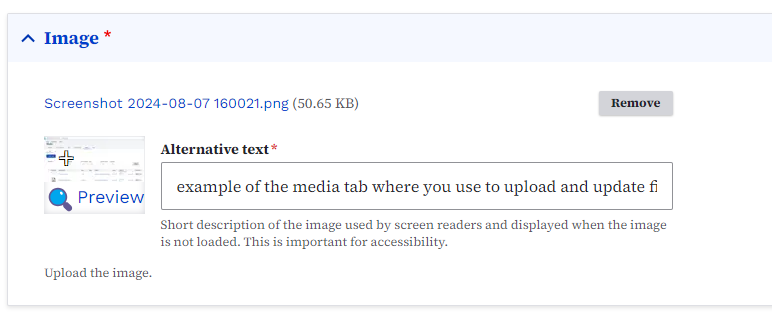 example of image file properly added to media item