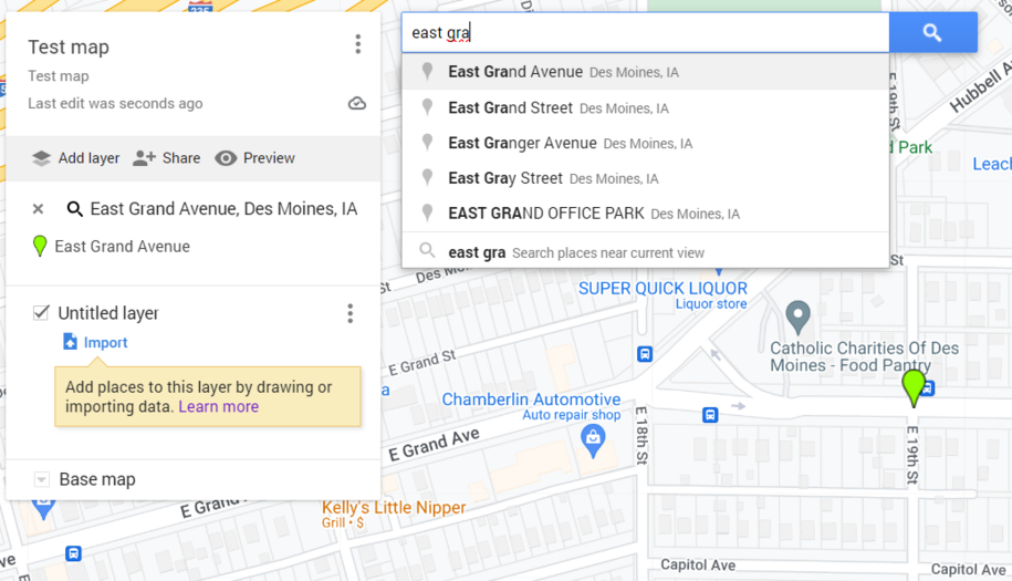 example of adding locations in my maps google
