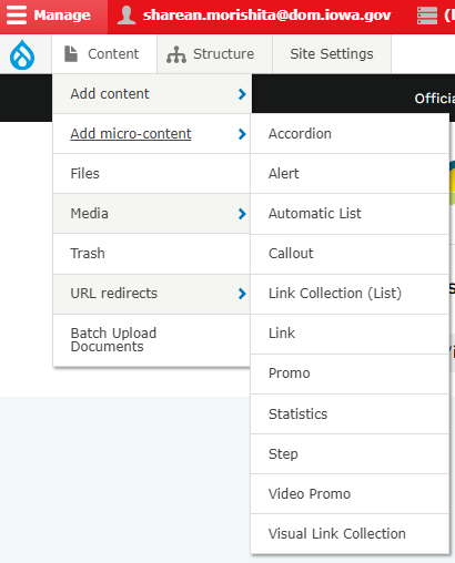 updated micro-content dropdown
