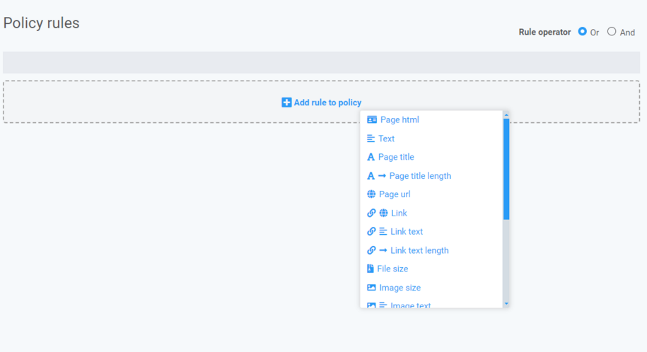 Select from the policy list for the scan