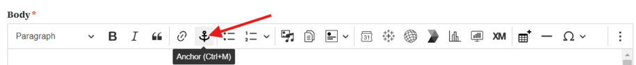 Anchor link on the toolbar