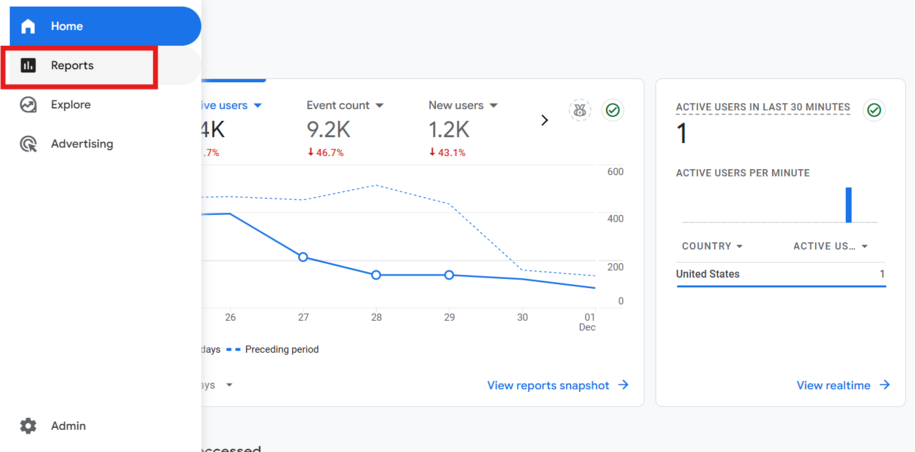 Google Analytics Pages and Screens Report example