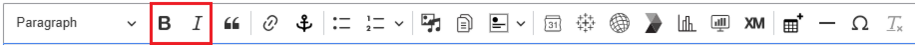 Bold and italics toolbar screenshot
