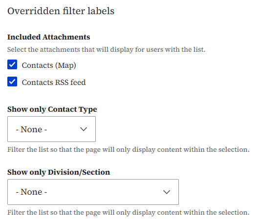 Overridden filter labels