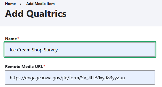 Add Qualtrics survey to media library