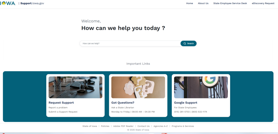 ServiceDesk Support front end