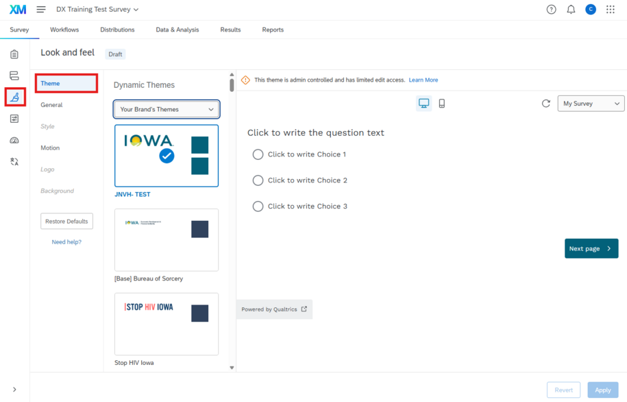 Qualtrics look feel theme