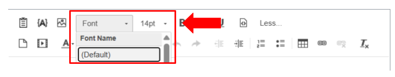 A screenshot to show how to set the font to 14 pt and default text