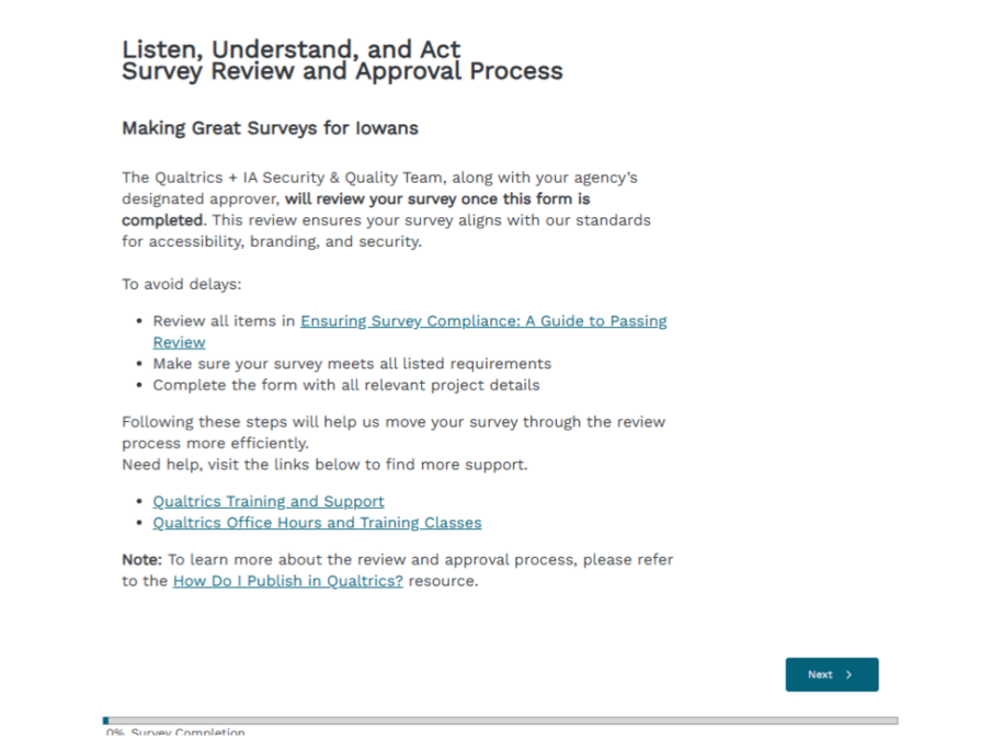 An screen shot displaying the Listen, Understand and Act Form.