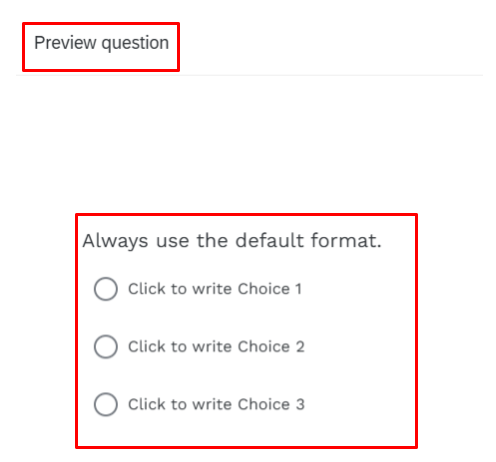An image to display the formatting of text in preview question