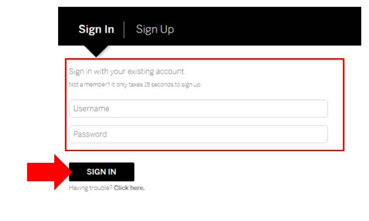 A screenshot displaying username and password fields to enter and click a submit button.