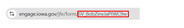 An image to locate a survey ID in the published link.