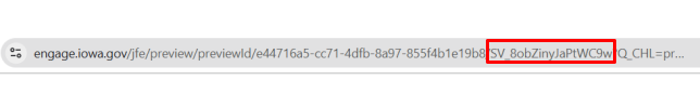 An image to locate a survey ID in the preview window.