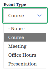 event type drop down