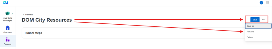 Qualtrics funnels save rename