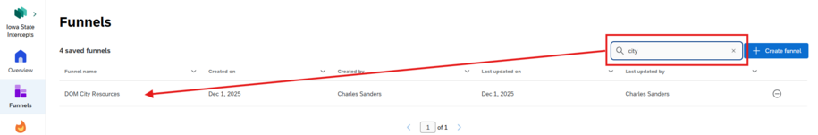 Qualtrics funnels search filled
