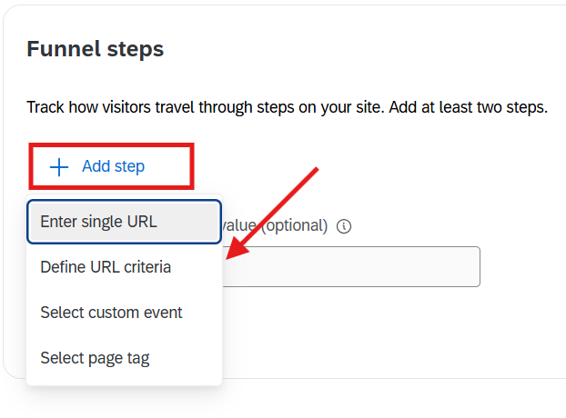 Qualtrics funnels step add