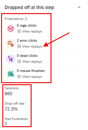 Qualtrics funnels step dropped off