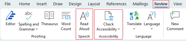 word accessibility links