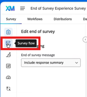 Survey flow located on the left sidebar withing Qualtrics survey