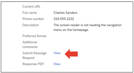 reassign an accessibility ticket