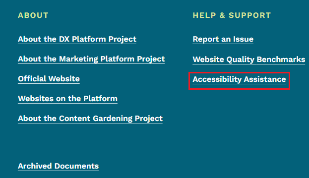 accessibility in footer