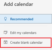 create blank calendar
