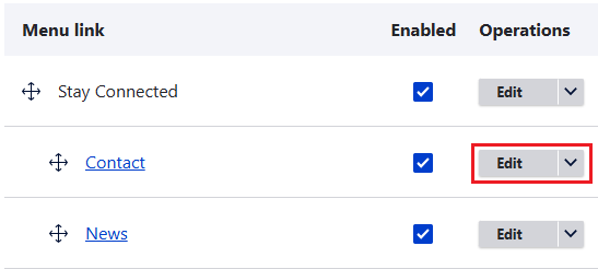 edit footer menu link