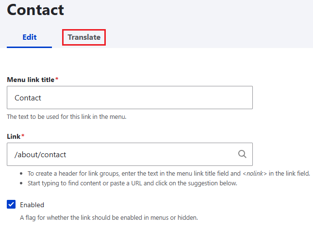 translate a footer link