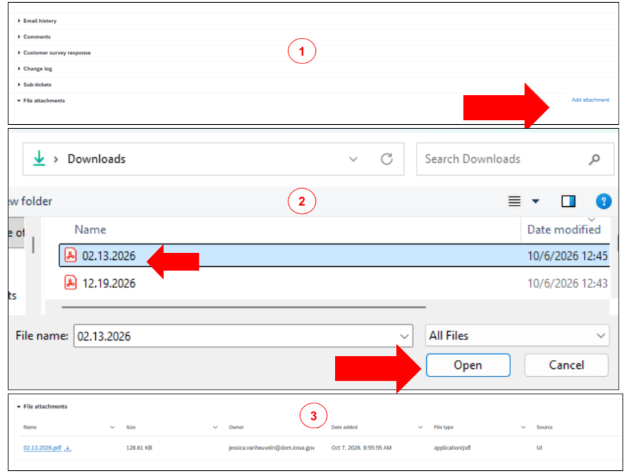 A screen shot on how to upload a file in the close loop system.